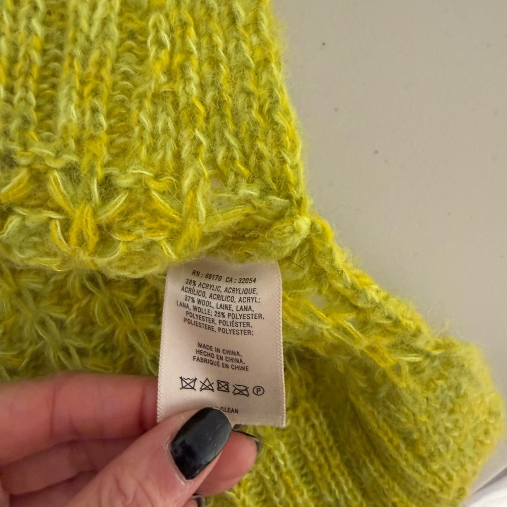 Field Flower Wool Blend Chartreuse Open Knit Sweater Anthro Style small - Picture 12 of 12